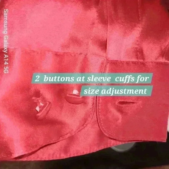 Anna and Frank 100 % Silk Red Button Down Dressy Shirt Size XL Holiday Party - Picture 6 of 13